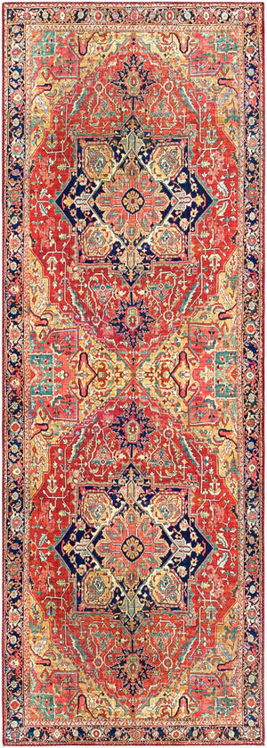 Livabliss Iris Traditional Pattern Machine Woven Polyester Accent Rug for Entryway or Kitchen Dark Blue, Dark 2'7" x 7'7" IRS2343-2676