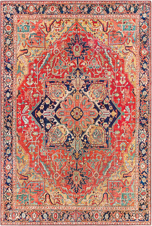 Livabliss Iris Traditional Pattern Machine Woven Polyester Accent Rug for Entryway or Kitchen Dark Blue, Dark 2'2" x 3'9" IRS2343-2339