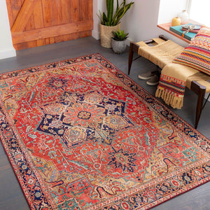 Livabliss Iris Traditional Pattern Machine Woven Polyester Accent Rug for Entryway or Kitchen Dark Blue, Dark 2'2" x 3'9" IRS2343-2339