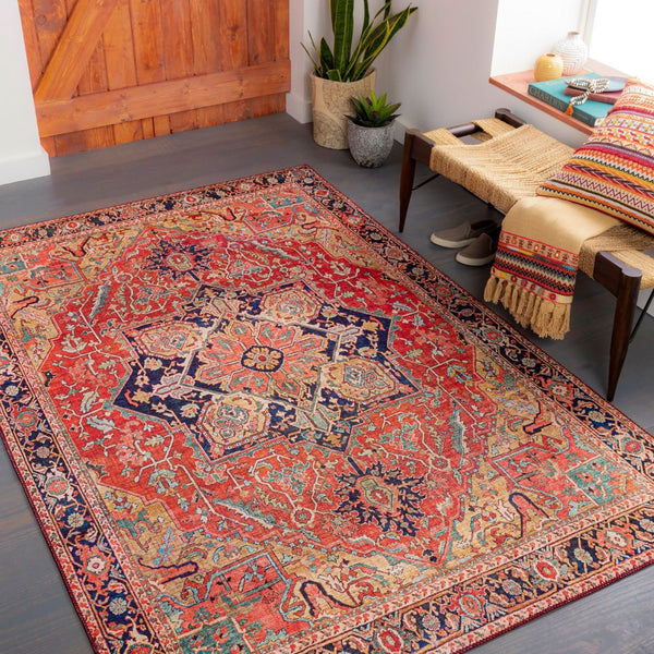 Livabliss Iris Traditional Pattern Machine Woven Polyester Accent Rug for Entryway or Kitchen Dark Blue, Dark 2'2" x 3'9" IRS2343-2339