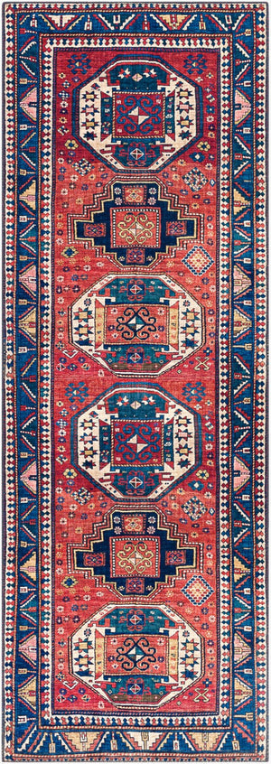 Livabliss Iris Flatweave Accent Rug Traditional Pattern Low Profile Polyester for High Traffic Areas Burnt Orange, Y 2'7" x 7'7" IRS2344-2676