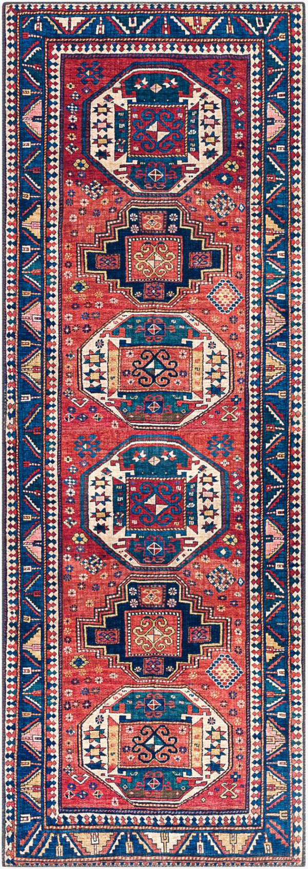 Livabliss Iris Flatweave Accent Rug Traditional Pattern Low Profile Polyester for High Traffic Areas Burnt Orange, Y 2'7" x 7'7" IRS2344-2676