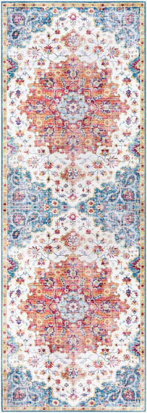 Livabliss Iris Geometric Flatweave Runner Rug for Hallways Entryways and High Traffic Areas Light Blue, Bur 2'6" x 7'6" IRS2352-2676