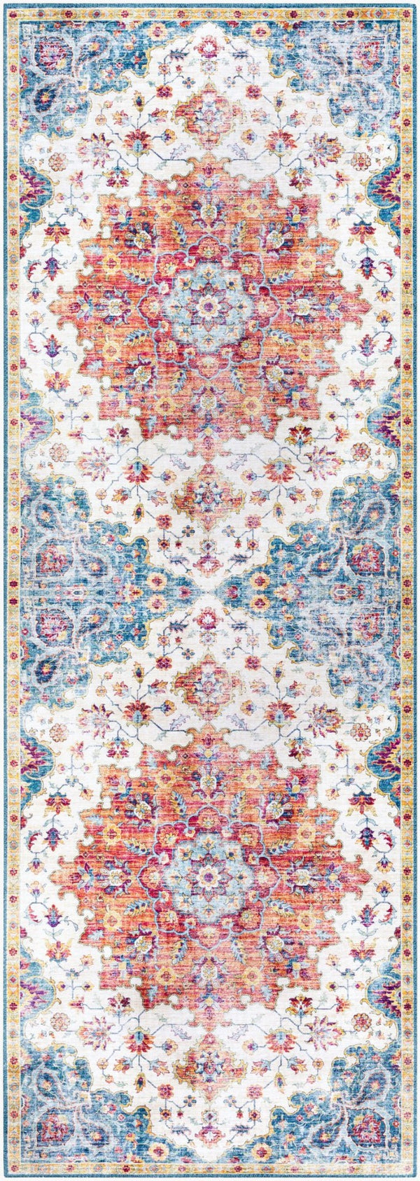Livabliss Iris Geometric Flatweave Runner Rug for Hallways Entryways and High Traffic Areas Light Blue, Bur 2'6" x 7'6" IRS2352-2676