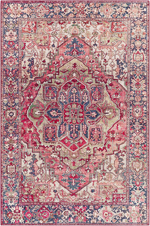 Livabliss Iris Flatweave Polyester Area Rug Traditional Pattern Low Profile Entryway Accent Dark Red, Dark 2'2" x 3'9" IRS2357-2339