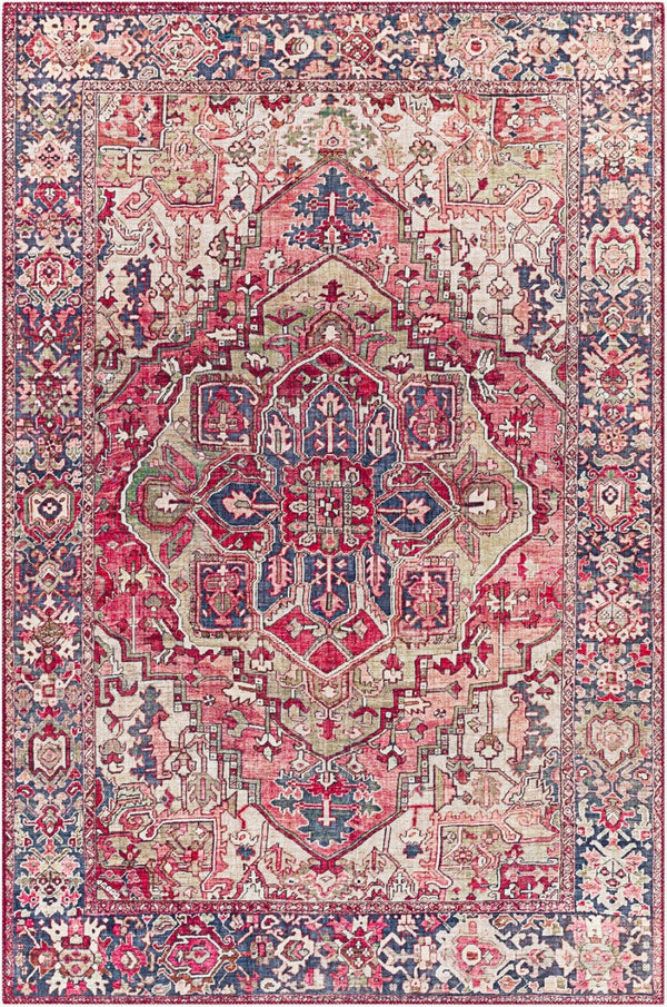 Livabliss Iris Flatweave Polyester Area Rug Traditional Pattern Low Profile Entryway Accent Dark Red, Dark 2'2" x 3'9" IRS2357-2339