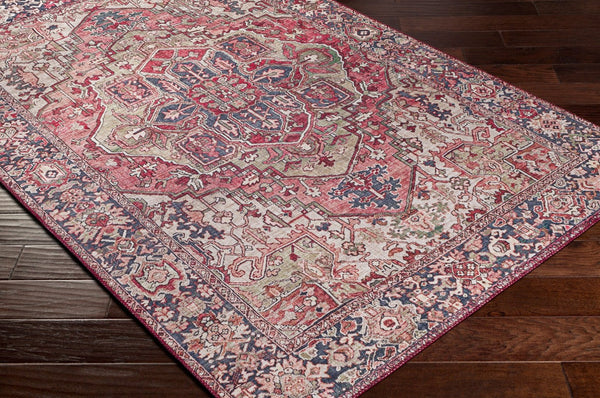 Livabliss Iris Flatweave Polyester Area Rug Traditional Pattern Low Profile Entryway Accent Dark Red, Dark 2'2" x 3'9" IRS2357-2339
