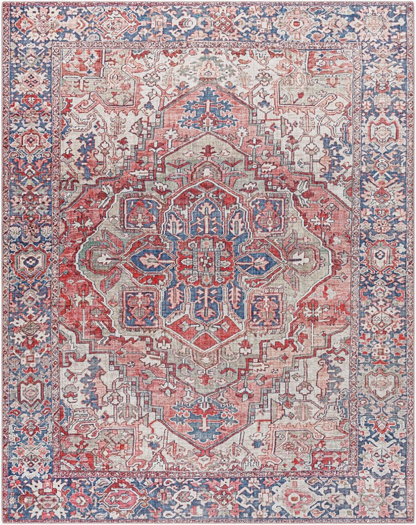 Livabliss Iris Flatweave Polyester Area Rug Traditional Pattern Low Profile Entryway Accent Dark Red, Dark 7'6" x 9'6" IRS2357-7696