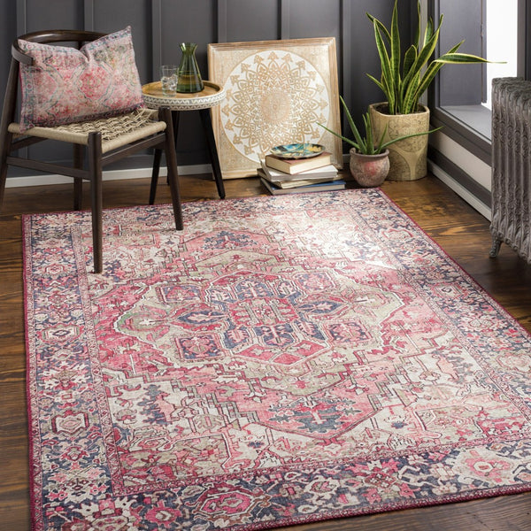 Livabliss Iris Flatweave Polyester Area Rug Traditional Pattern Low Profile Entryway Accent Dark Red, Dark 2'2" x 3'9" IRS2357-2339