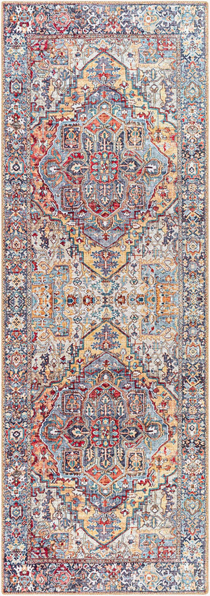 Livabliss Iris Traditional Flatweave Polyester Area Rug for Entryways Bathrooms and High Traffic Zones Rust, Light Oli 2'7" x 7'7" IRS2358-2676