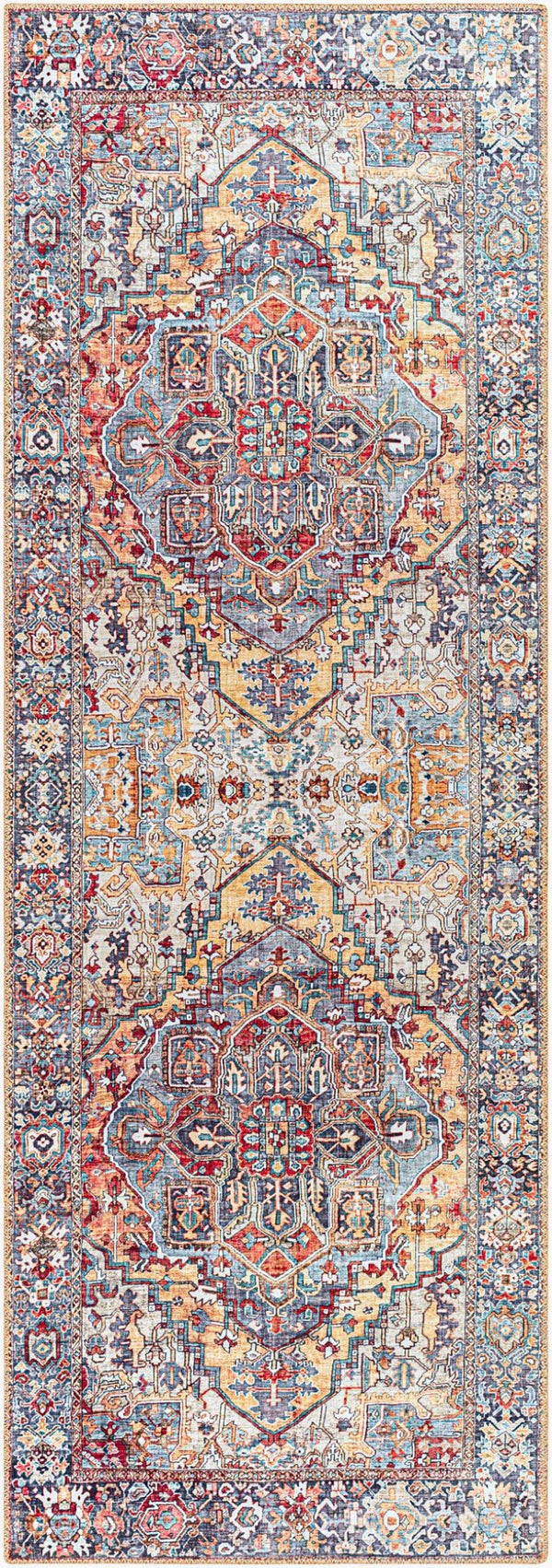 Livabliss Iris Traditional Flatweave Polyester Area Rug for Entryways Bathrooms and High Traffic Zones Rust, Light Oli 2'7" x 7'7" IRS2358-2676