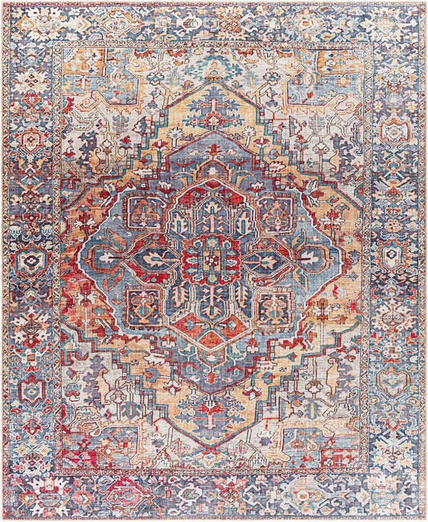 Livabliss Iris Traditional Flatweave Polyester Area Rug for Entryways Bathrooms and High Traffic Zones Rust, Light Oli 7'6" x 9'6" IRS2358-7696