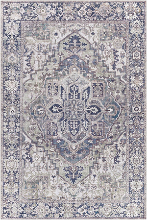 Livabliss Iris Flatweave Polyester Area Rug Traditional Pattern for Entryway Kitchen or Bath Charcoal, Sage 8'10" x 12' IRS2359-912