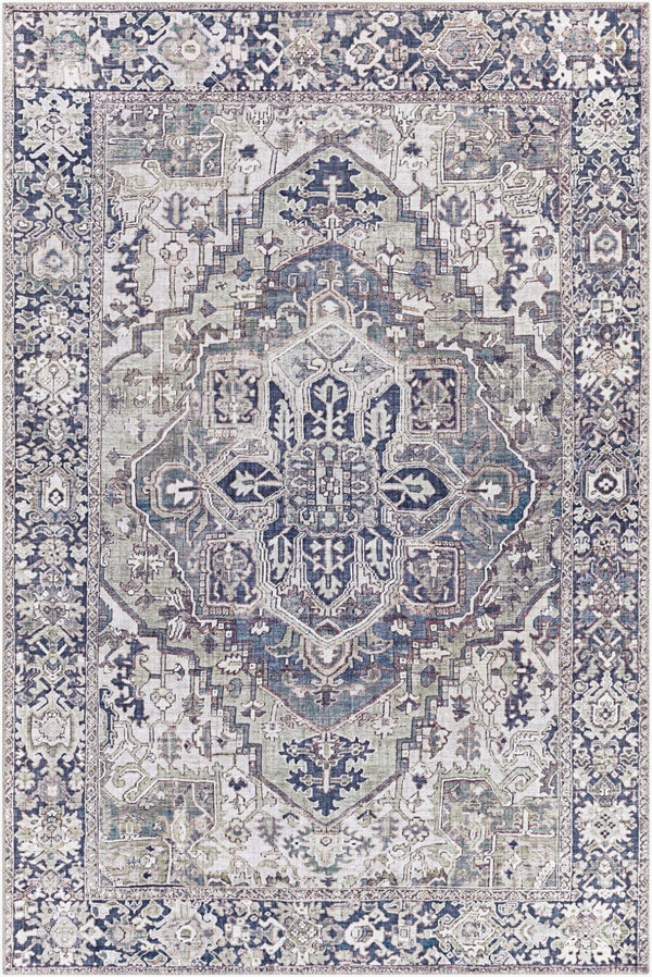Livabliss Iris Flatweave Polyester Area Rug Traditional Pattern for Entryway Kitchen or Bath Charcoal, Sage 8'10" x 12' IRS2359-912