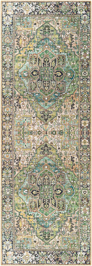 Livabliss Iris Traditional Flatweave Polyester Area Rug for Living Dining or High Traffic Spaces Medium Green, D 2'7" x 7'7" IRS2361-2676