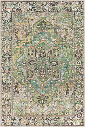 Livabliss Iris Traditional Flatweave Polyester Area Rug for Living Dining or High Traffic Spaces Medium Green, D 10' x 14' IRS2361-1014