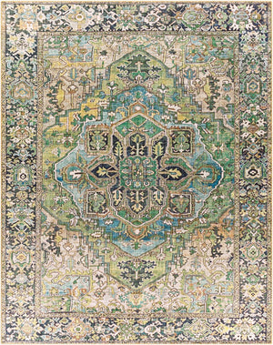Livabliss Iris Traditional Flatweave Polyester Area Rug for Living Dining or High Traffic Spaces Medium Green, D 7'6" x 9'6" IRS2361-7696
