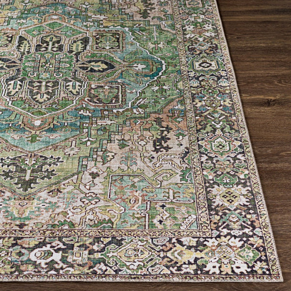 Livabliss Iris Traditional Flatweave Polyester Area Rug for Living Dining or High Traffic Spaces Medium Green, D 10' x 14' IRS2361-1014