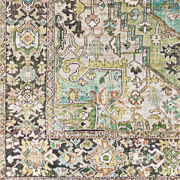 Livabliss Iris Traditional Flatweave Polyester Area Rug for Living Dining or High Traffic Spaces Medium Green, D 10' x 14' IRS2361-1014