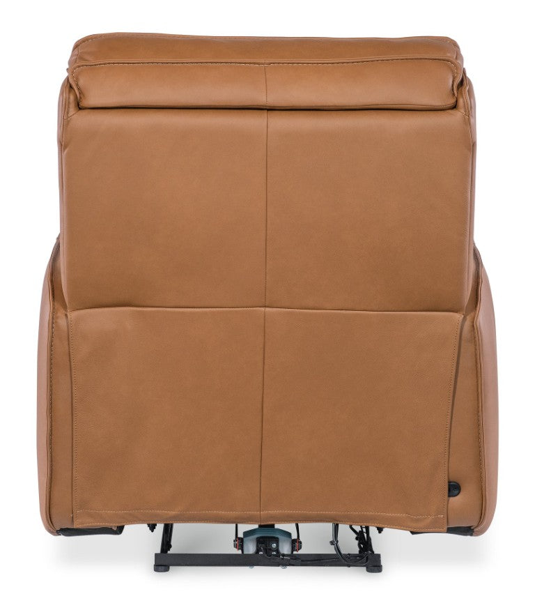Hooker Furniture Miles Zero Gravity Recliner In Oslo Pebble Leather With Power Headrest, Usb Charging, Sleek Base Brown SS727-PHZ1-084