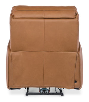 Hooker Furniture Miles Zero Gravity Recliner In Oslo Pebble Leather With Power Headrest, Usb Charging, Sleek Base Brown SS727-PHZ1-084