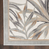 Nourison Pompeii PMP02 Machine Made Power-loomed Narrow Border Indoor Only Tropical  Rug Ivory Grey, Ivory Grey 70% Polypropylene,30% Polyester 99446882042