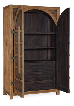 Hooker Furniture Big Sky Wardrobe Rustic Pecky Hickory Arched Top Closet With Removable Rod, Adjustable Shelves & Drawers 6700-90013-80