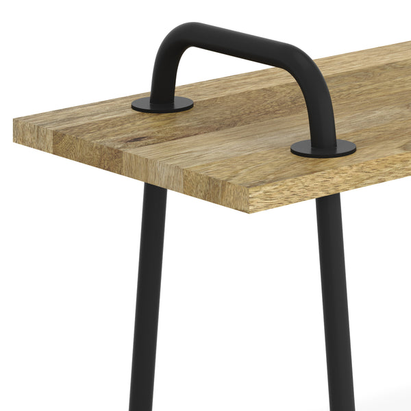 English Elm Berkeley Small Entryway Bench - Handcrafted Natural Mango Wood With Industrial Metal Accents B136P158493