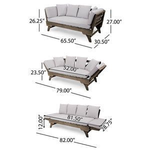 English Elm Ottavio Outdoor Acacia Wood Daybed with Weather Resistant Cushions for Patio Lounging 63454.00