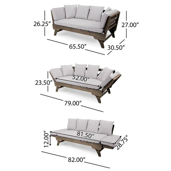 English Elm Ottavio Outdoor Acacia Wood Daybed with Weather Resistant Cushions for Patio Lounging 63454.00