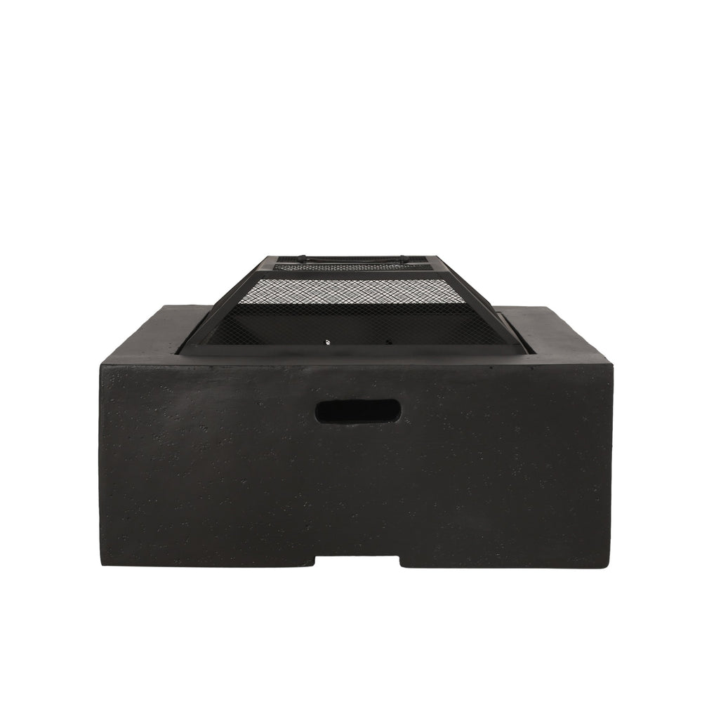 English Elm Outdoor Square Mgo Concrete Wood Burning Fire Pit with Spark Screen for Patio Gatherings 72476.00