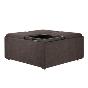 Homelegance By Top-Line Cormax Storage Ottoman Espresso Linen