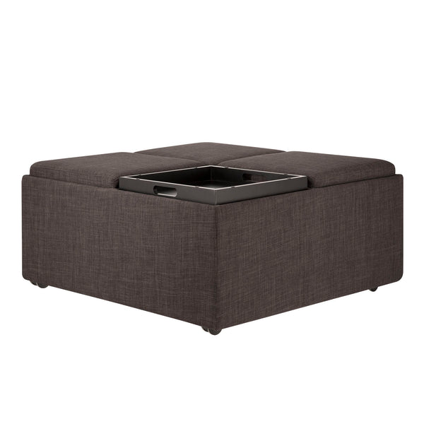 Homelegance By Top-Line Cormax Storage Ottoman Espresso Linen