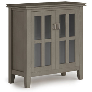 English Elm Artisan Low Storage Cabinet In Farmhouse Grey - Versatile Handcrafted Design With Glass Doors & Shelves B136P158393