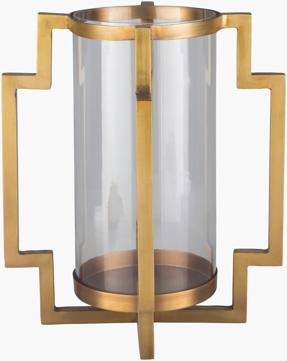 Surya Isaiah 14" Brass & Glass Candleholder - Modern Elegance For Home Décor, 30-day Warranty Included! Gold Glass,Brass Isa-002