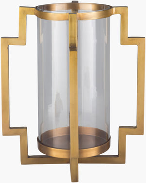 Surya Isaiah 14" Brass & Glass Candleholder - Modern Elegance For Home Décor, 30-day Warranty Included! Gold Glass,Brass Isa-002