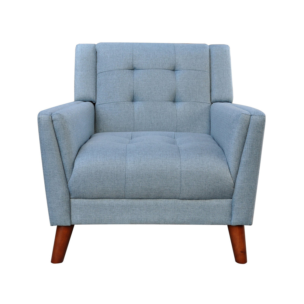English Elm Christopher Knight Home® - Greenmont Upholstered Armchair with Tufted Back, Flared Arms & Birch Legs — Cozy Durable Craftsmanship Blue 30.5 L x 28.75 W x 18 H 62263.00BLU