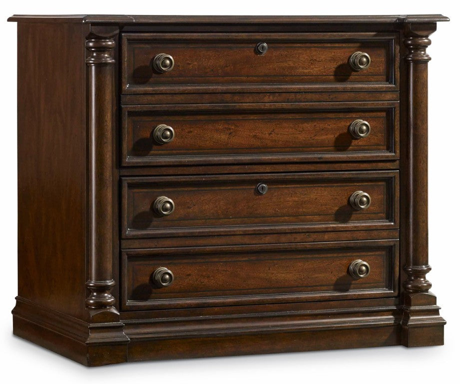 Hooker Furniture Leesburg Lateral File In Rich Mahogany Veneer — Two Locking Drawers For Secure Letter & Legal Storage 5381-10466