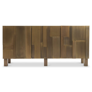 Bernhardt Bernhardt Acora Buffet With Aged Brass Clad Frame, Sculptural Patchwork Doors & Soft-Close Storage 347134