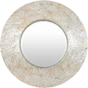 Iridescent ISC-011 32"H x 32"W x 3"D Accent Mirror ISC011-3232  Frame: Cream Surya