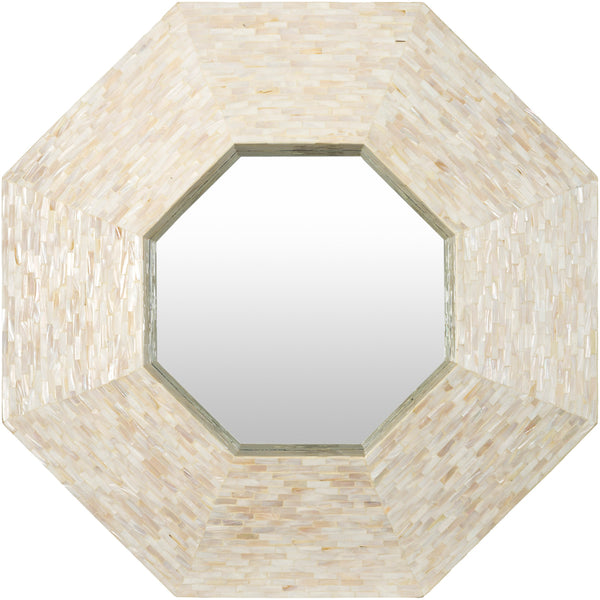 Iridescent ISC-012 32"H x 32"W x 4"D Accent Mirror ISC012-3232  Frame: Ivory Surya
