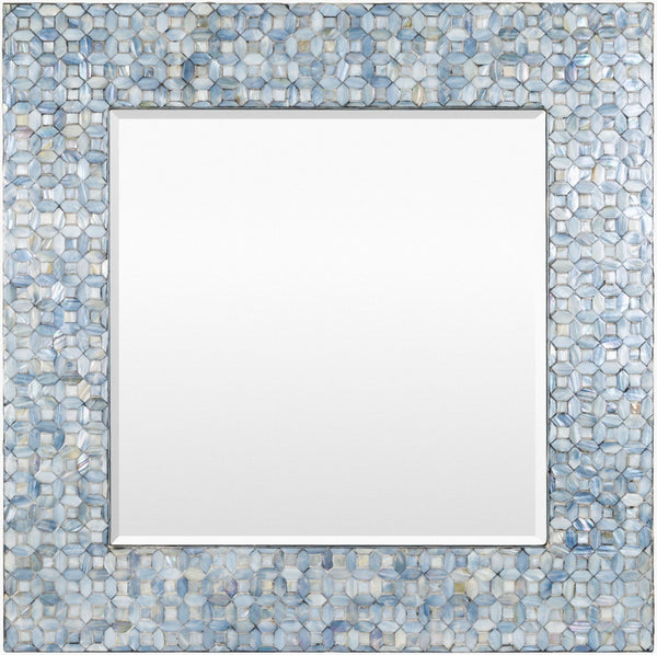 Livabliss Iridescent Shell Mosaic Round Wall Mirror Bohemian Coastal Accent 32 Inch ISC015-3232