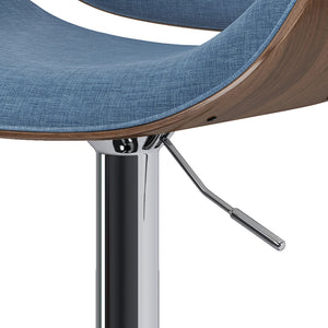 English Elm Marana - Stylish Adjustable Swivel Bar Stool In Blue Linen For Modern Homes & Entertaining Spaces B136P158924