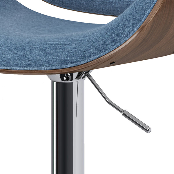 English Elm Marana - Stylish Adjustable Swivel Bar Stool In Blue Linen For Modern Homes & Entertaining Spaces B136P158924