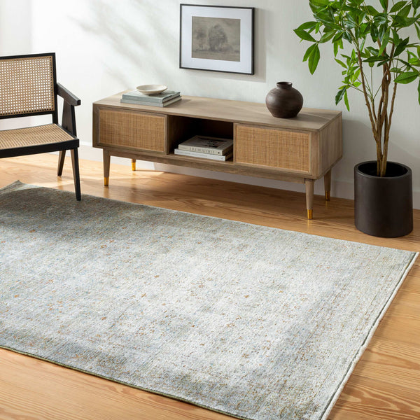 Surya Isfahan 3'3" X 4'11" Machine Woven Area Rug - Elegant Polyester Blend With Stylish Fringe Finish Olive Viscose,Polyester,Acrylic Isf2300-325