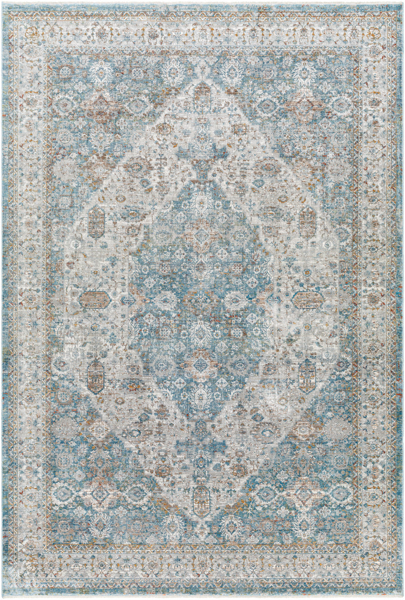 Isfahan ISF-2301 9' x 12' Machine Woven Rug ISF2301-912  Dark Blue, White, Black, Amber, Gray, Olive Surya