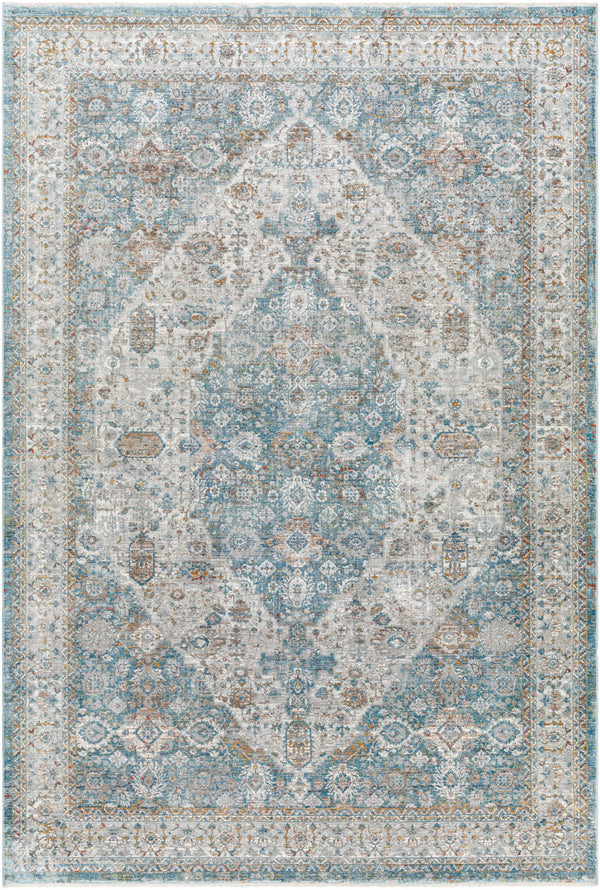 Isfahan ISF-2301 9' x 12' Machine Woven Rug ISF2301-912  Dark Blue, White, Black, Amber, Gray, Olive Surya