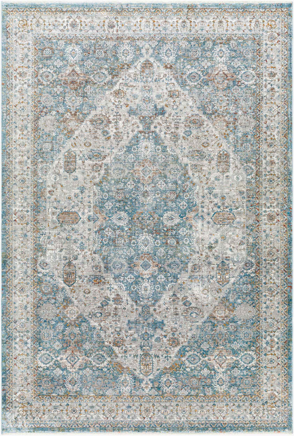 Surya Isfahan 3'3" X 4'11" Machine Woven Area Rug - Elegant Polyester Blend With Stylish Fringe Finish Dark Blue Viscose,Polyester,Acrylic Isf2301-325