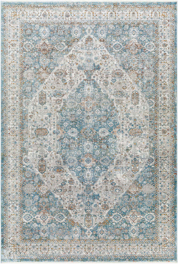 Surya Isfahan 3'3" X 4'11" Machine Woven Area Rug - Elegant Polyester Blend With Stylish Fringe Finish Dark Blue Viscose,Polyester,Acrylic Isf2301-325