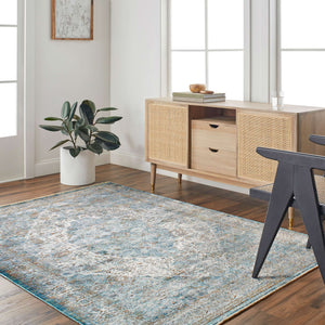 Surya Isfahan 3'3" X 4'11" Machine Woven Area Rug - Elegant Polyester Blend With Stylish Fringe Finish Dark Blue Viscose,Polyester,Acrylic Isf2301-325